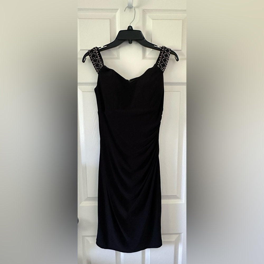 Betsy & Adam Black Cocktail dress with sparkle sleeves- Size 4